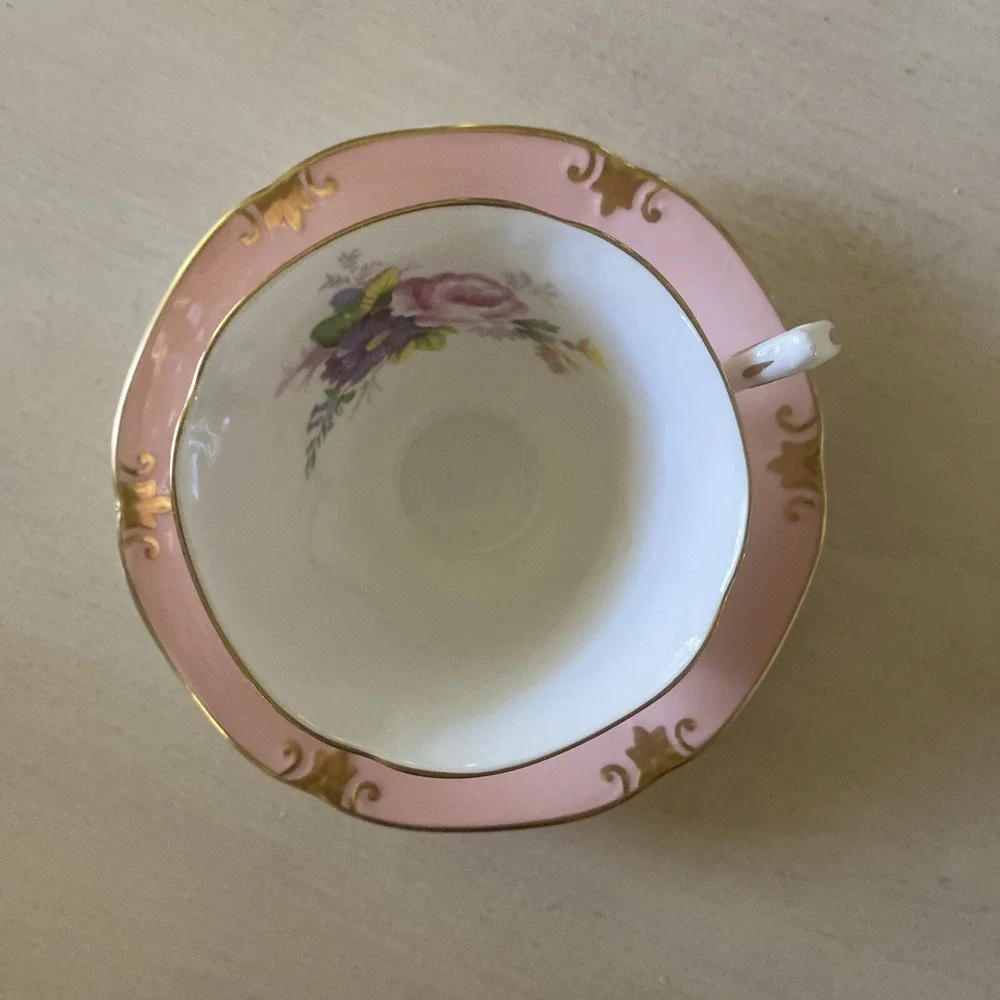Paragon Salmon Pink Floral Tea‎ Cup with Saucer